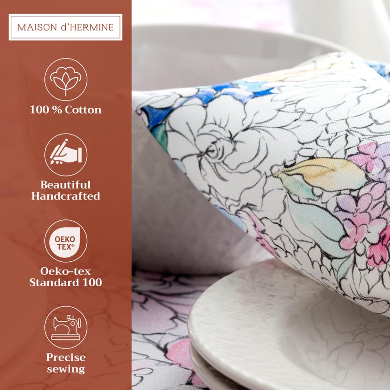 Maison d' Hermine Cloth Napkins Set of 4 100% Cotton Everyday Reusable Square Napkins Cloth Washable, Dinner, Party, Wedding, Restaurant, Spring/Summer (Floral Love, 20" x 20") - Image 2